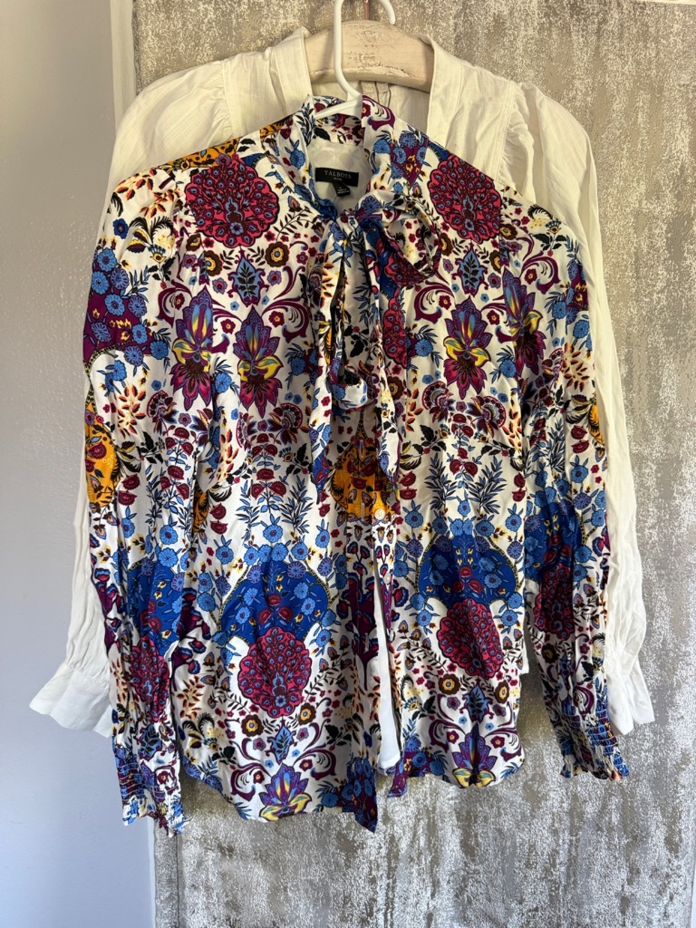 Multicolor Floral Tie-Neck Blouse
